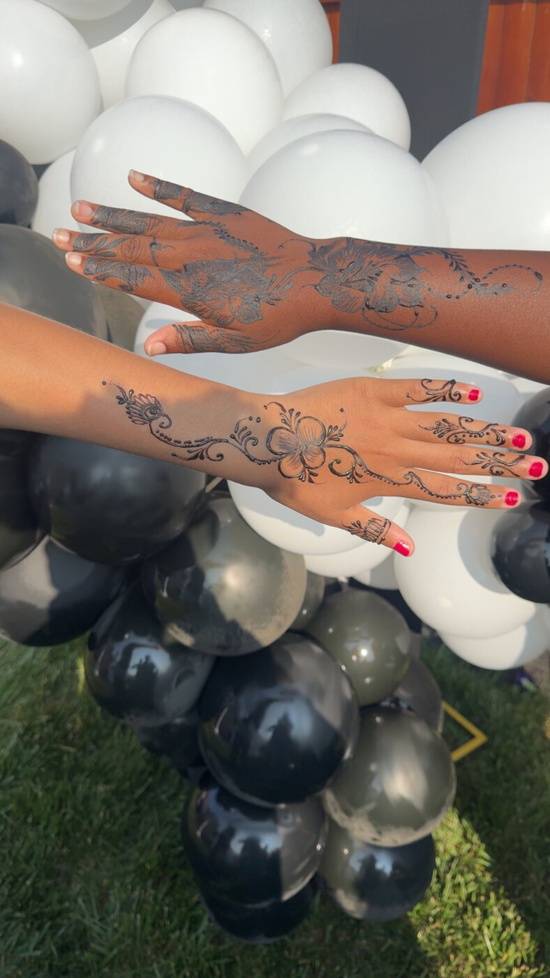 Floral hand henna