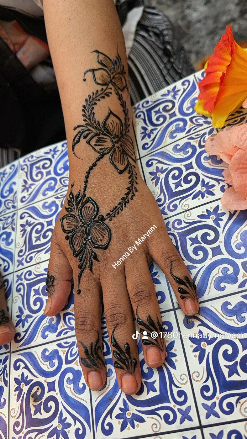 Rose cluster hand henna