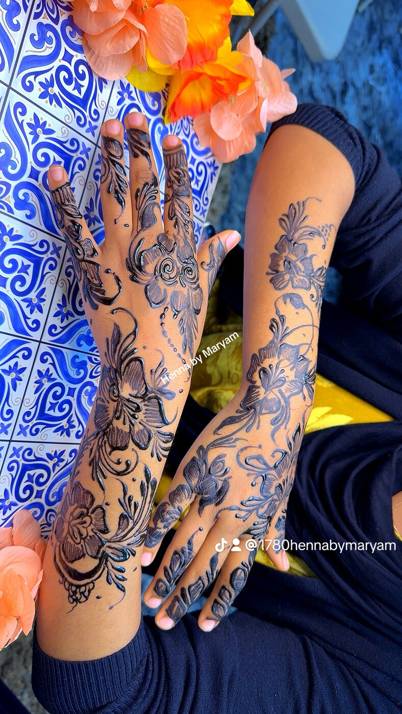 Elegant floral arms henna